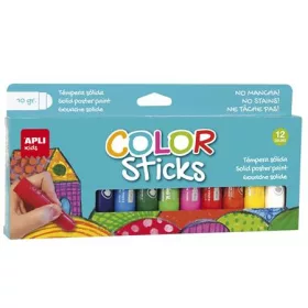   Tempera kréta készlet, APLI Kids "Color Sticks", 12 különböző szín