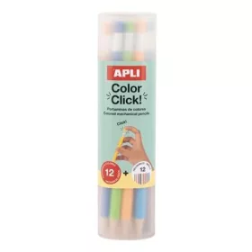   Színes töltőceruza készlet, ceruzatartóban, APLI "Color Click", 12 különböző szín