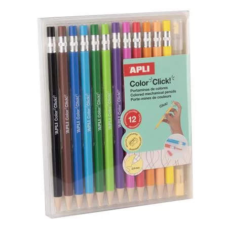 Színes töltőceruza készlet, APLI "Color Click", 12 különböző szín