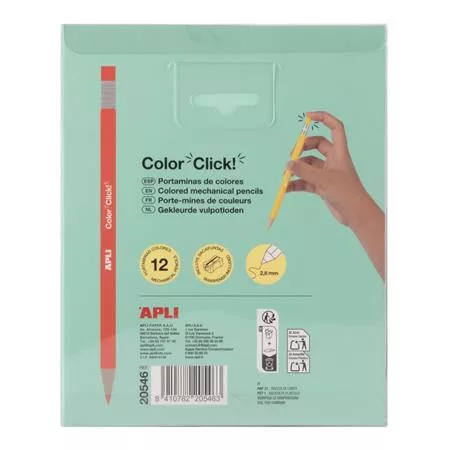 Színes töltőceruza készlet, APLI "Color Click", 12 különböző szín