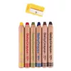 Színes ceruza készlet, vastag, hegyezővel, 3 az 1-ben, APLI Kids "Baby Crayon", 6 különböző szín