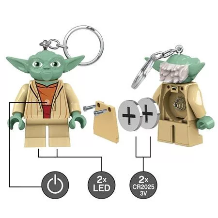 Kulcstartó, LED világítással, LEGO "Star Wars Yoda"