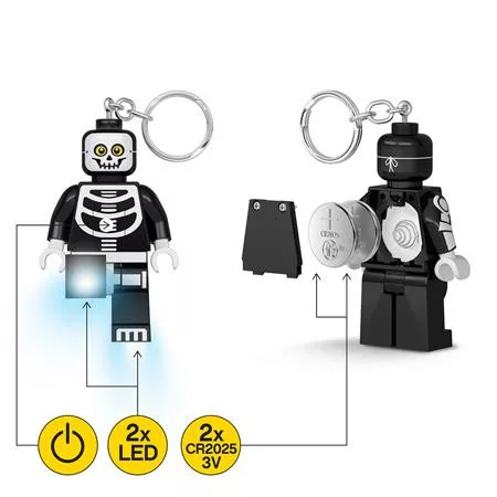 Kulcstartó, LED világítással, LEGO "Skeleton Guy"