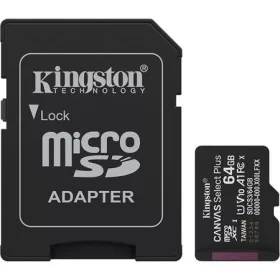   Memóriakártya, microSDXC, 64GB, C10/UHS-I/U1/V10/A1, Gen3, adapter, KINGSTON "Canvas Select Plus"
