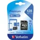 Memóriakártya, microSDXC, 128GB, CL10/U1, 90/10 MB/s, adapter, VERBATIM "Premium"