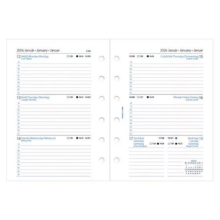 Kalendárium betét, tervező, heti, pocket (S) méret, FILOFAX, 2026