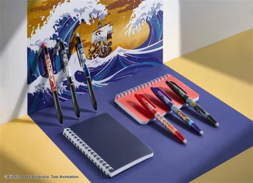 Rollertoll készlet, 0,35 mm, nyomógombos, PILOT "Frixion Ball"/"Frixion Ball Plus", 3különböző szín+One Piece matrica