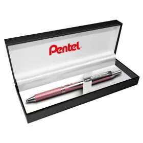   Zseléstoll, 0,35 mm, nyomógombos, rózsaszín tolltest, PENTEL "EnerGel BL-407" fekete, ajándék kék tollbetéttel
