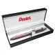 Zseléstoll, 0,35 mm, nyomógombos, rózsaszín tolltest, PENTEL "EnerGel BL-407" fekete, ajándék kék tollbetéttel