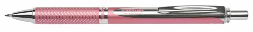 Zseléstoll, 0,35 mm, nyomógombos, rózsaszín tolltest, PENTEL "EnerGel BL-407" fekete, ajándék kék tollbetéttel