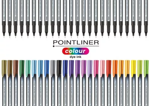 Tűfilc készlet, 0,4 mm, PENTEL "Pointliner", 24 különböző szín