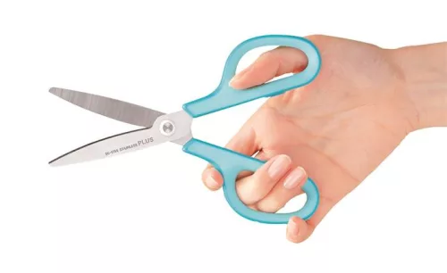 Olló, általános, 17,5 cm, PLUS "Fitcut Curve", világoskék