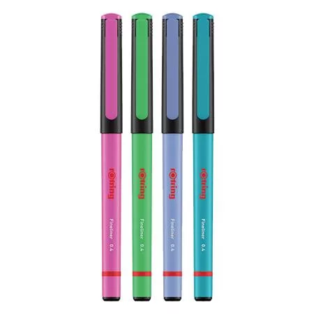 Tűfilc készlet, 0,4 mm, ROTRING "Liner", 4 különböző szín