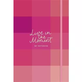   Jegyzetfüzet, A5, vonalas, sima, pontrácsos, 96 lap, keményfedeles, SHKOLYARYK "Live in the moment", vegyes minta