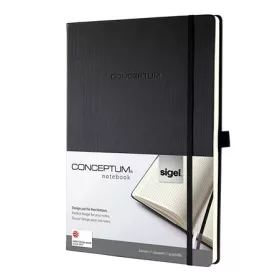   Jegyzetfüzet, exkluzív, A4, kockás, 97 lap, keményfedeles, SIGEL "Conceptum", fekete