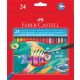 Akvarell ceruza készlet, hatszögletű, ecsettel, FABER-CASTELL, 24 különböző szín