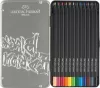 Színes ceruza készlet, háromszögletű, fémdobozban, FABER-CASTELL "Black Edition",  12 különböző szín