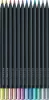 Színes ceruza készlet, háromszögletű, FABER-CASTELL "Black Edition",  12 különböző metál szín