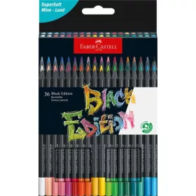   Színes ceruza készlet, háromszögletű, FABER-CASTELL "Black Edition",  36 különböző szín