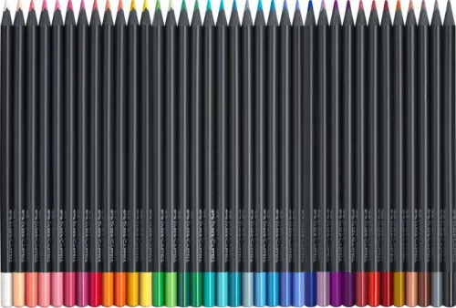 Színes ceruza készlet, háromszögletű, FABER-CASTELL "Black Edition",  36 különböző szín