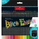 Színes ceruza készlet, háromszögletű, FABER-CASTELL "Black Edition",  50 különböző szín