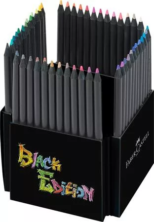 Színes ceruza készlet, háromszögletű, FABER-CASTELL "Black Edition",  50 különböző szín
