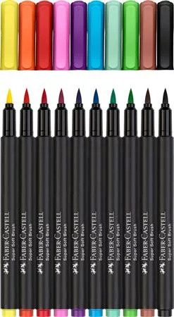 Ecsetirón készlet, FABER-CASTELL "Black Edition" 10 különböző szín