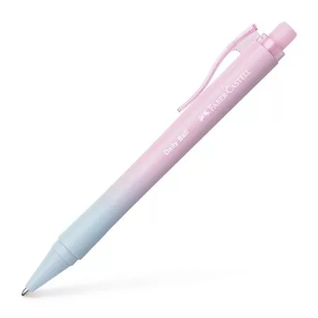Golyóstoll, 1 mm, XB, nyomógombos, rózsa-égkék tolltest, FABER-CASTELL "Daily Ball Flow", kék