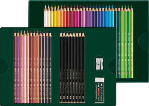 Színes- és grafitceruza készlet, FABER-CASTELL "Polychromos & Pitt Graphite Matt" , 50 db-os szett