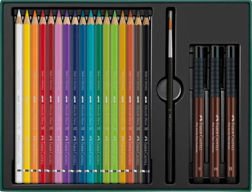Akvarell ceruza készlet, ecsettel, FABER-CASTELL "Albrecht Dürer & Pitt Artist Pen", 21 db-os szett