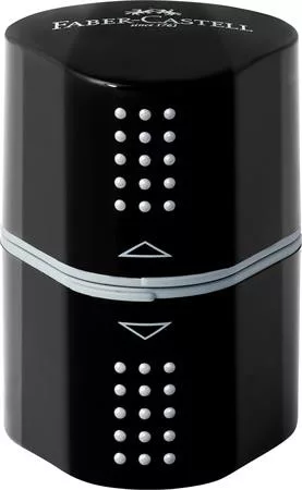Hegyező display, háromlyukú, tartályos, FABER-CASTELL "Grip 2001 Trio", fekete