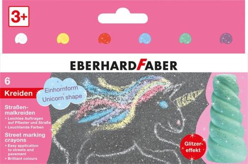 Aszfaltkréta készlet, EBERHARD FABER "Unikornis", 6 csillámos szín