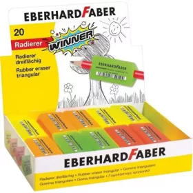   Radír display, ceruzafogó, háromszögletű, EBERHARD FABER "Winner", vegyes neon színek