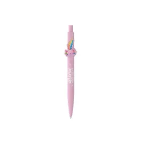   Golyóstoll, 0,8 mm, nyomógombos, rózsaszín tolltest, ICO "Axolotl", kék