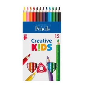   Színes ceruza készlet, háromszögletű, vastag, ICO "Creative kids", 12 különböző szín