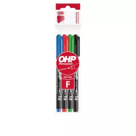   Alkoholos marker készlet, OHP, 0,5 mm, F, ICO, 4 különböző szín