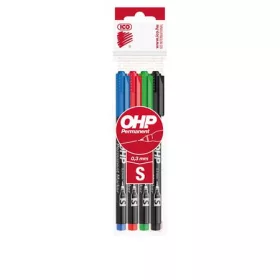   Alkoholos marker készlet, OHP, 0,3 mm, S, ICO, 4 különböző szín