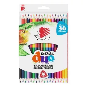   Színes ceruza készlet, kétvégű, háromszögletű, ICO "Süni", 36 különböző szín
