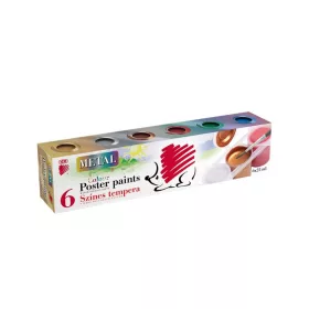   Tempera készlet, tégelyes, ICO "Süni", 6 különböző metal szín