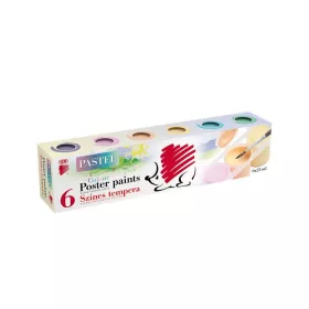   Tempera készlet, tégelyes, ICO "Süni", 6 különböző pasztell szín
