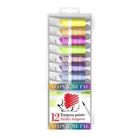   Tempera készlet, 12 darabos, ICO "Süni", metál és neon színek