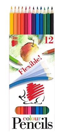 Színes ceruza készlet, hatszögletű, hajlékony, ICO "Süni", 12 különböző szín