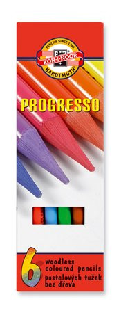 Színes ceruza készlet, henger alakú, famentes, KOH-I-NOOR "Progresso 8755/6", 6 különböző szín