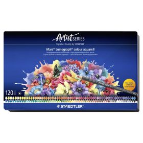   Akvarell színes ceruza készlet, hatszögletű, fémdobozos, STAEDTLER "Mars® Lumograph® 104", 120 különböző szín