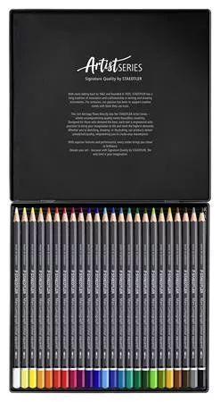 Akvarell színes ceruza készlet, hatszögletű, fémdobozos, STAEDTLER "Mars® Lumograph® 104", 24 különböző szín