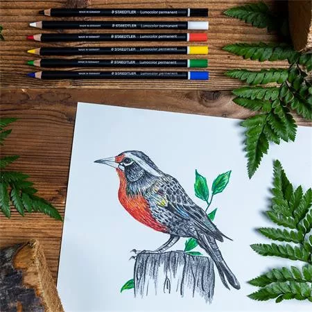 Jelölőceruza készlet, mindenre író, vízálló, STAEDTLER "Lumocolor® permanent glasochrom 108 20", 6 különböző szín