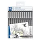 Tusfilc készlet, 12 különböző vonalvastagság, STAEDTLER "Pigment Liner 308", fekete