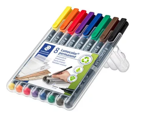 Alkoholos marker készlet, OHP, 0,4 mm, STAEDTLER "Lumocolor® 313 S", 8 különböző szín