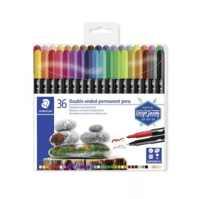   Alkoholos marker készlet, 0,5/3,0 mm, kétvégű, STAEDTLER "3187", 36 különböző szín