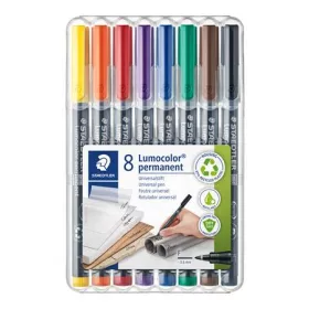   Alkoholos marker készlet, OHP, 0,6 mm, STAEDTLER "Lumocolor® 318 F", 8 különböző szín